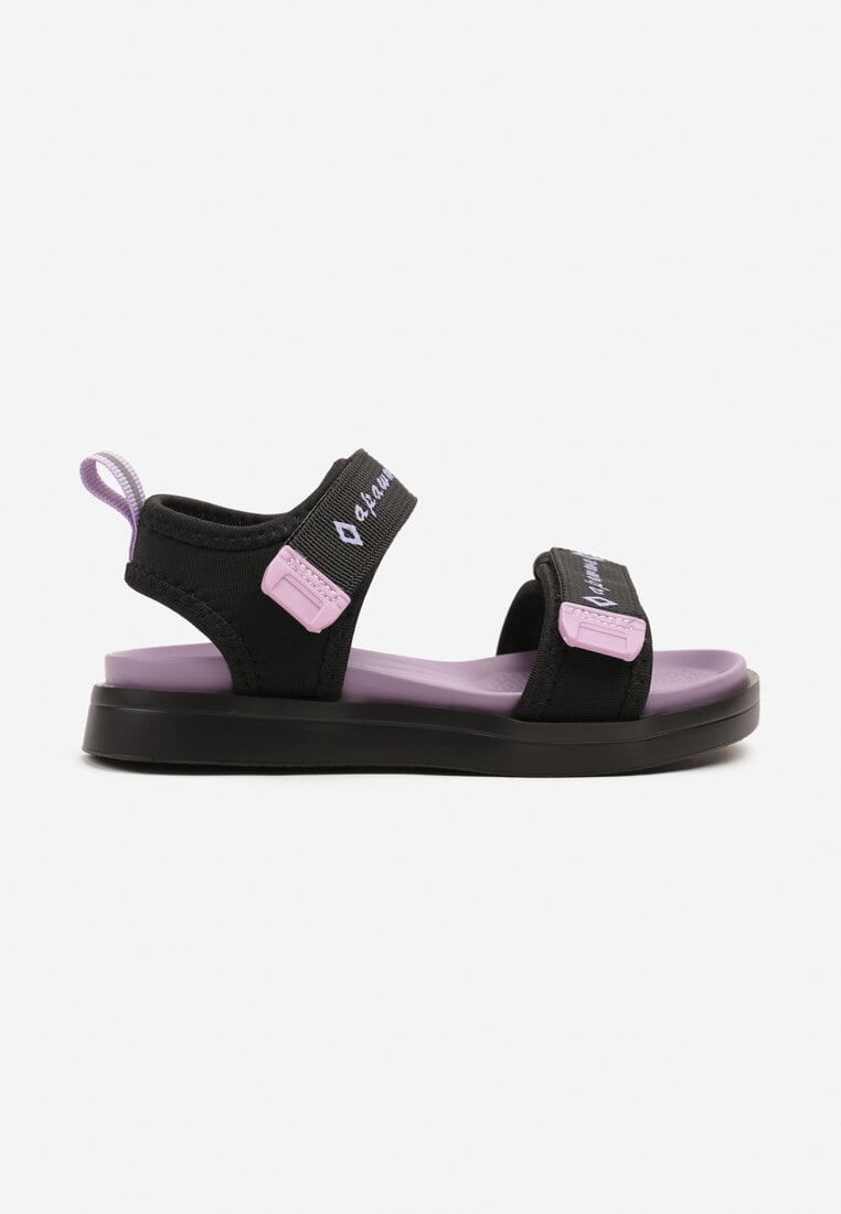 Sandale Negru-Violet cu Velcro Lialurea