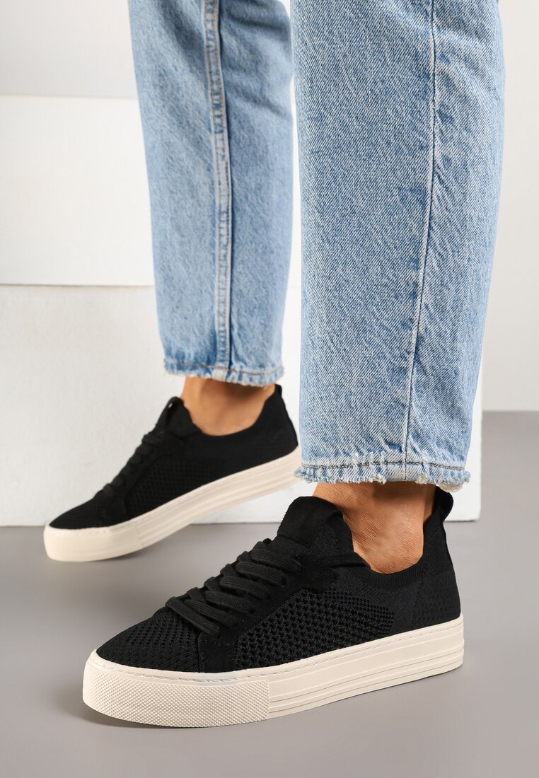 Sneakers negre cu carâmb din plasă și fir metalic Nimiovana