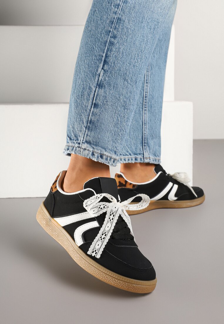 Sneakers Negre în stilul tenisilor clasici cu fundă detașabilă Korimarela