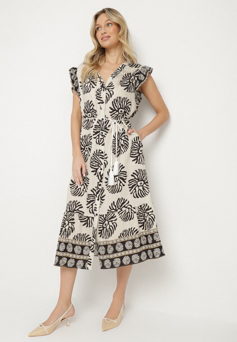 Rochie Tip Cămașă Neagră cu Viscoză și Model Geometric Siledia