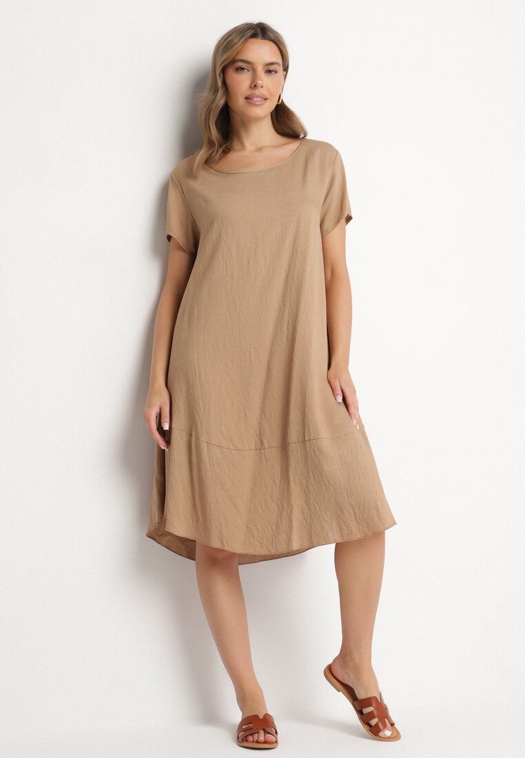 Rochie Cloș din viscoză bej închis Trivoria