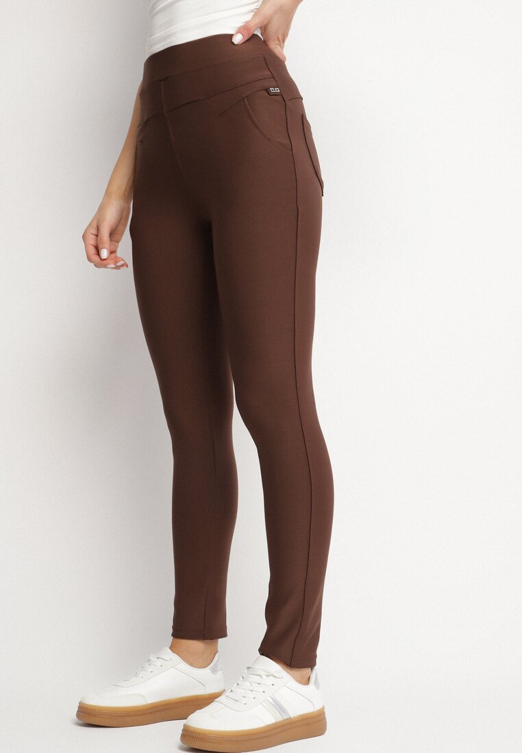 Pantaloni Maro cu croi ajustat, cu elastic în talie și talie înaltă Selbia