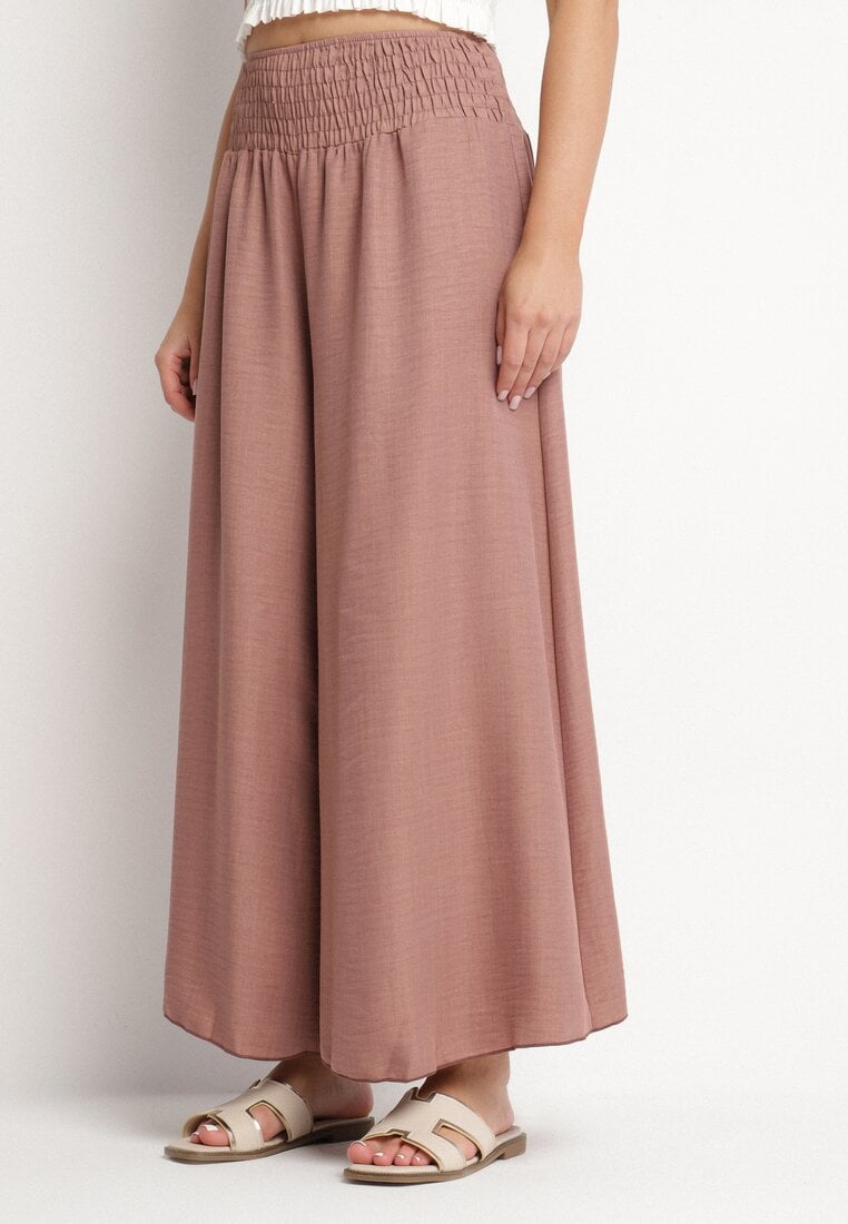 Pantaloni Maro cu Croială Largă, cu Talie Înaltă și Talie Elastică Ralbia