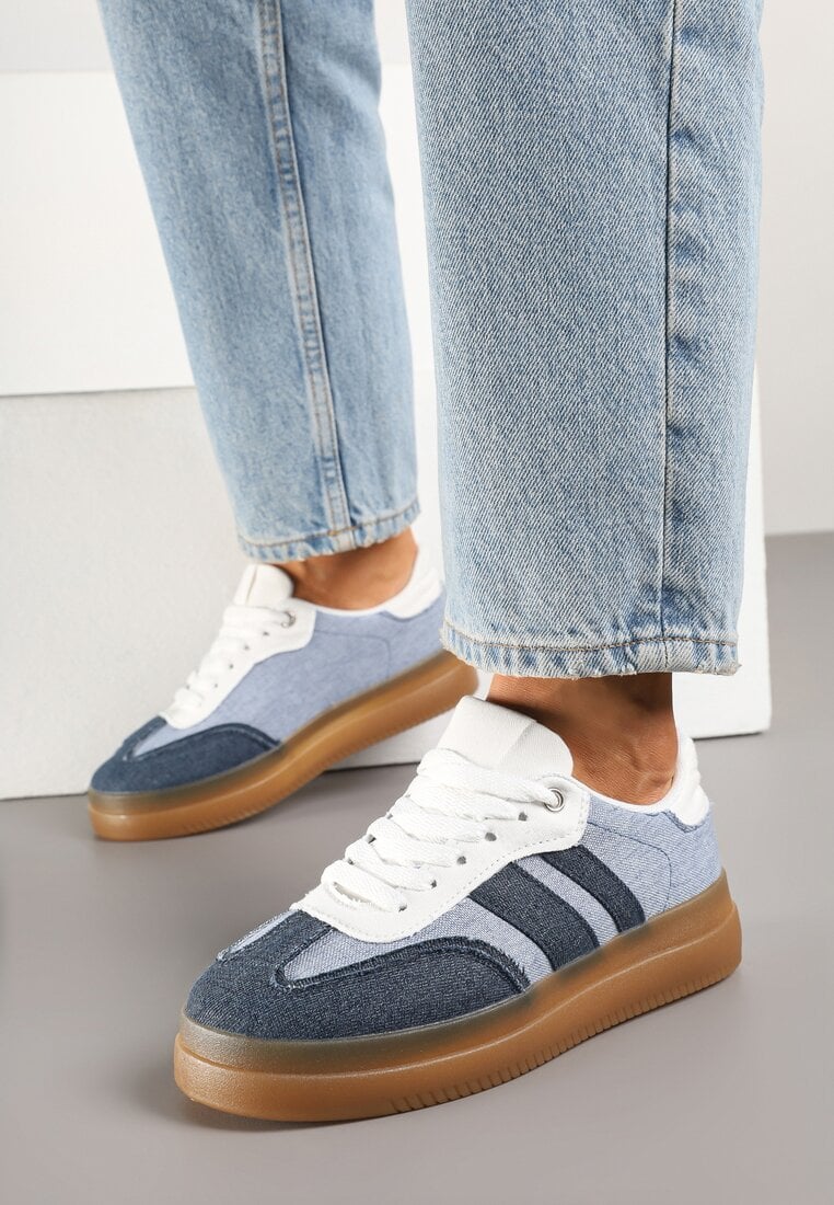 Adidași Albastru-Bleumarin în Stil de Teniși cu Dungi Falanisa