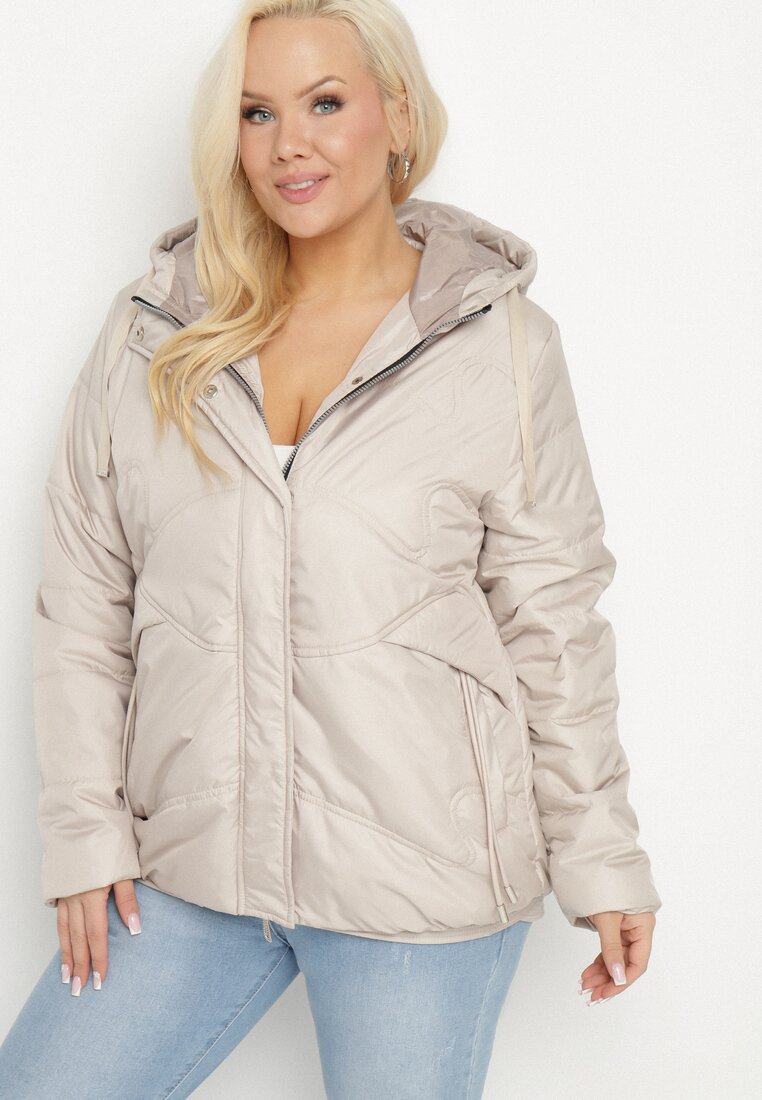 Geacă Bej Matlasată cu Glugă Karbia