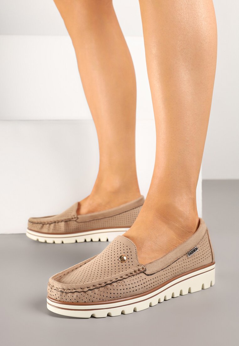 Mocasini Bej închis