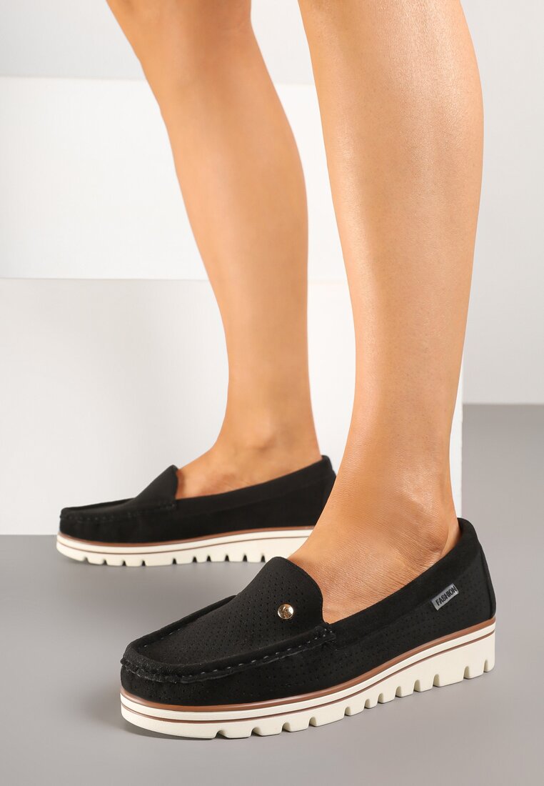 Mocasini Negru cu alb