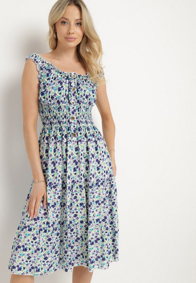 Rochie Albă cu albastru