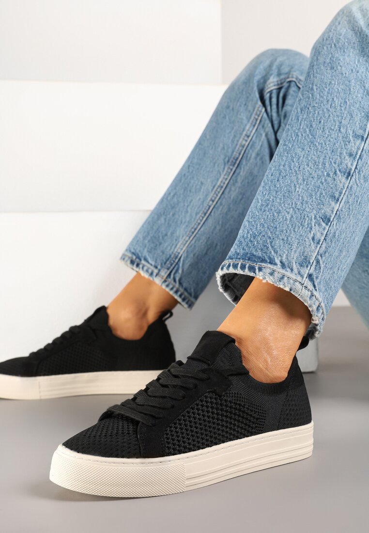 Sneakers Negri cu carâmb din plasă Taslio