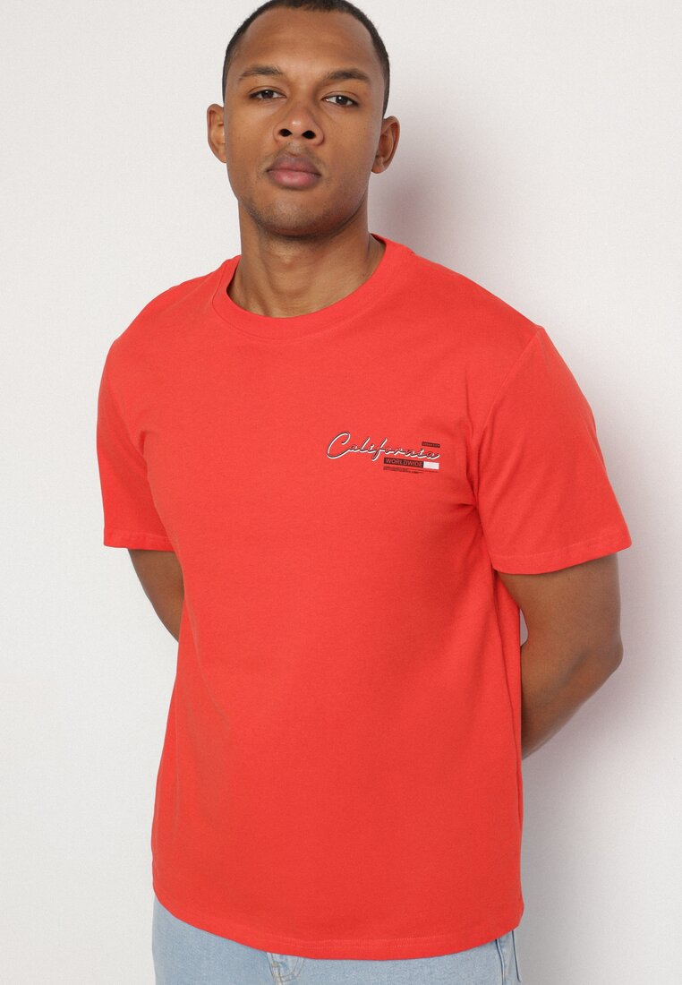 Tricou portocaliu din bumbac cu inscripție decorativă Sunilane