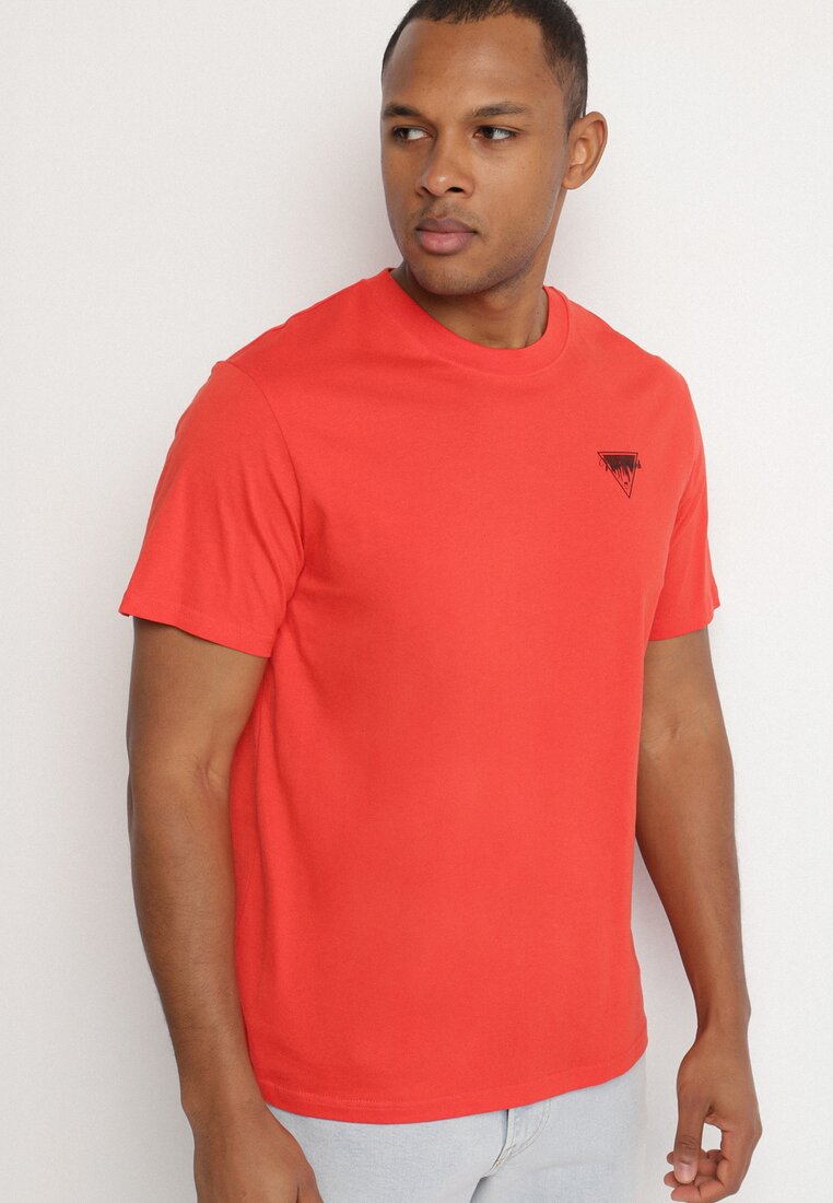 Tricou Portocaliu de Bumbac cu Imprimeu Decorativ Sunienna