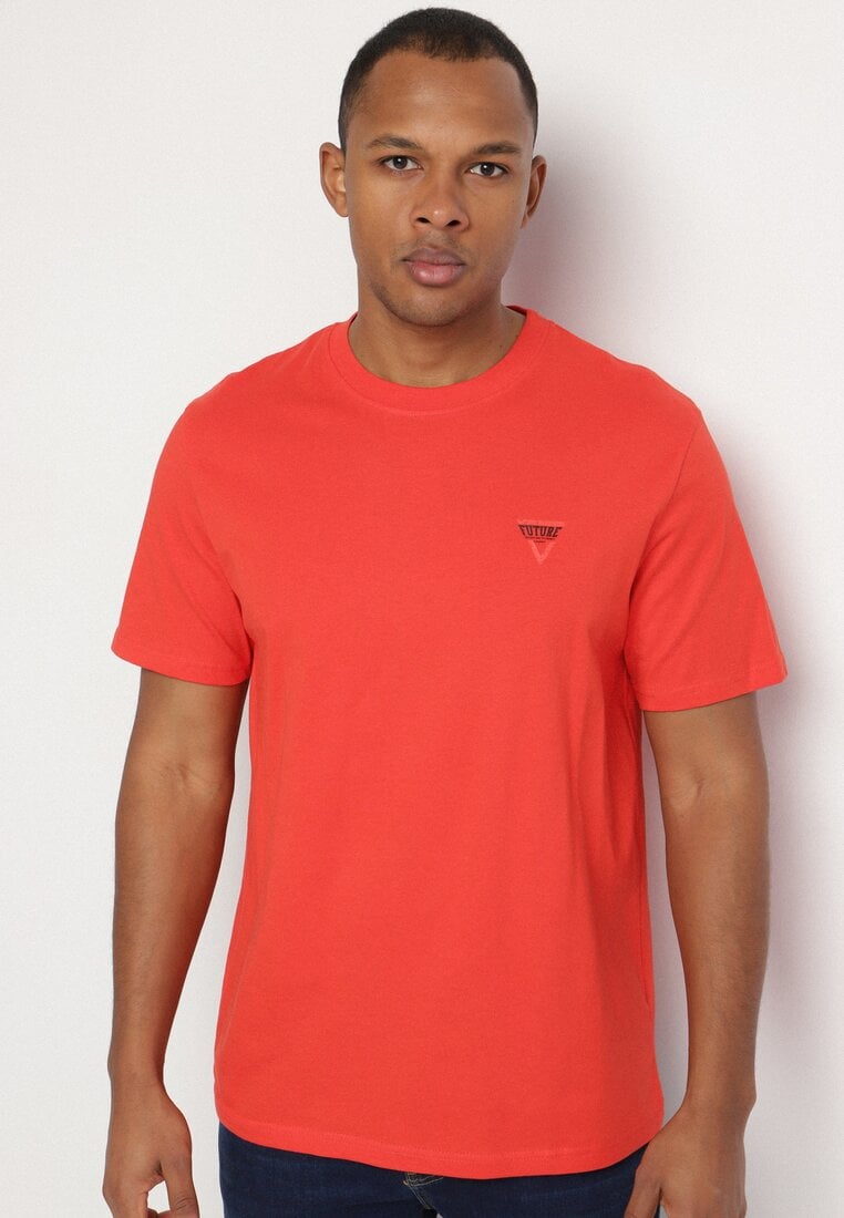 Tricou portocaliu din bumbac cu imprimeu minimalist Sunavea