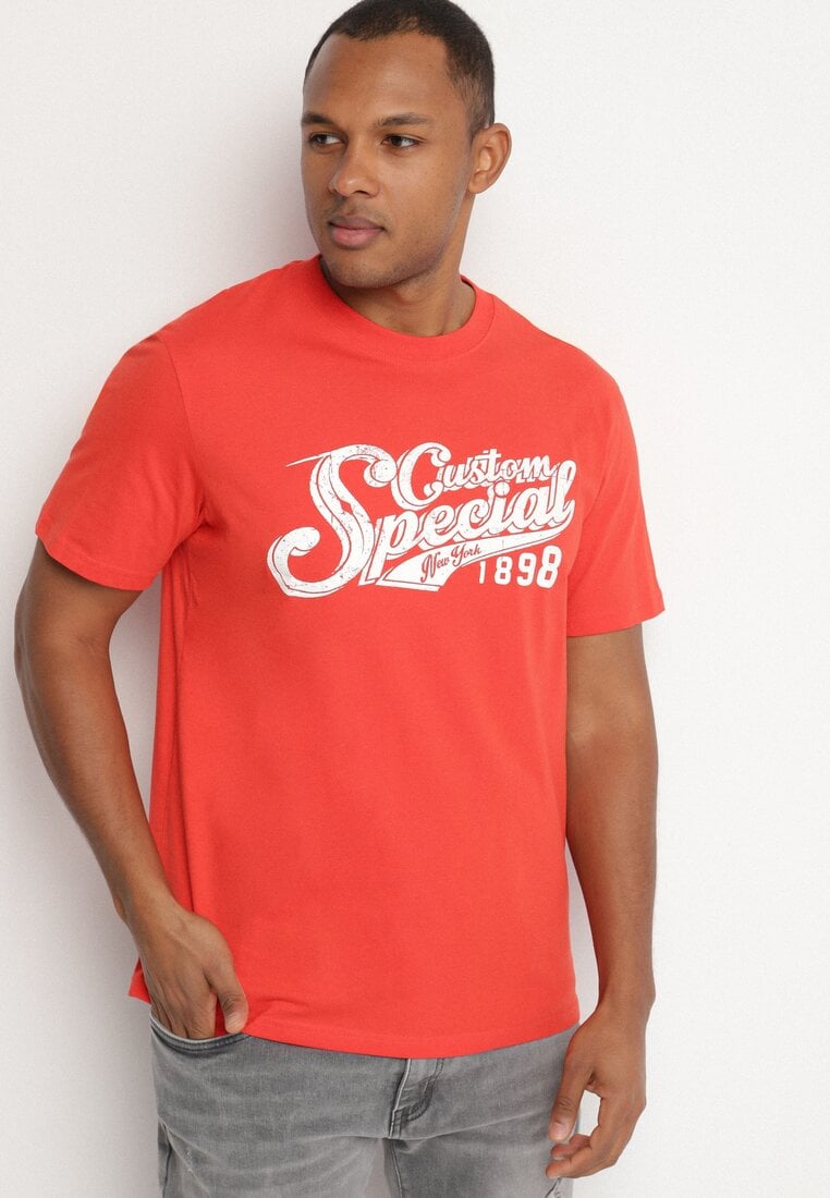 Tricou portocaliu din bumbac cu imprimeu cu inscripția Mepize