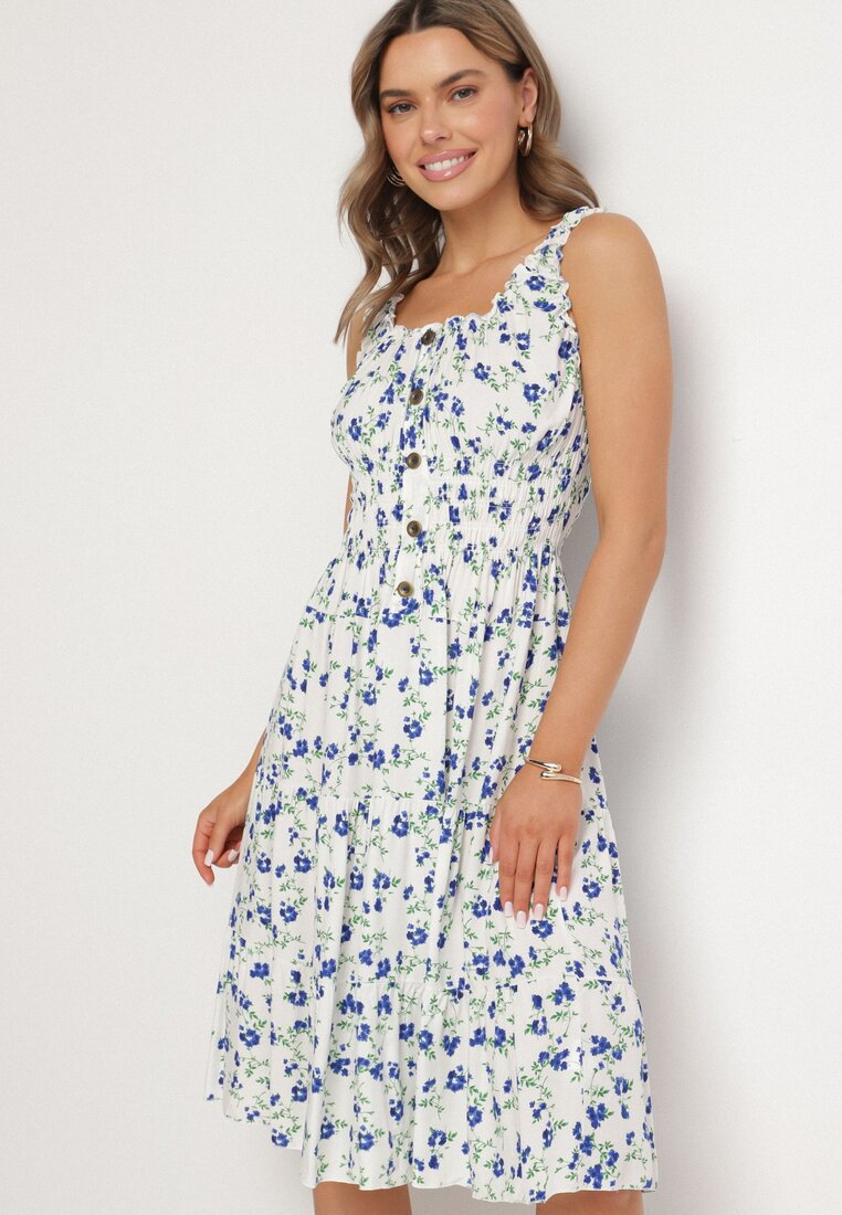 Rochie Albă cu albastru