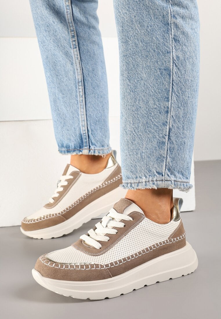 Sneakers Bej cu maro