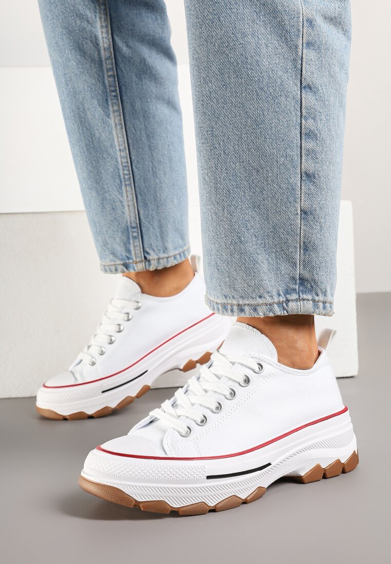 Teniși înalți Alb cu roșu