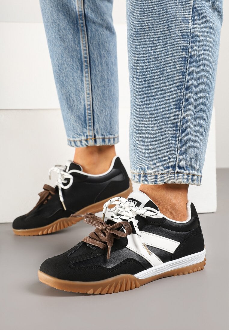 Adidași Clasici Negru și Alb cu Șireturi Suplimentare Nilarisea