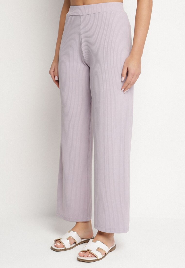 Pantaloni Mov deschis Reiat Larigi cu talie elastică Drasia