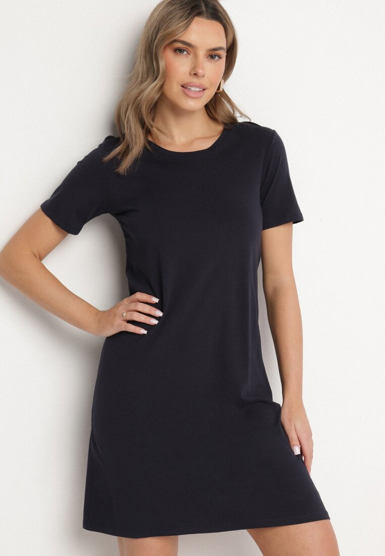 Rochie Bleu marin din bumbac cu croială tip T-shirt Nilisea