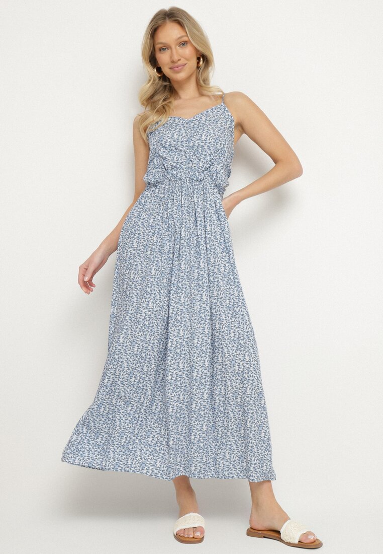 Rochie Albastru deschis din Bumbac cu bretele cu croi evazat Jenarella