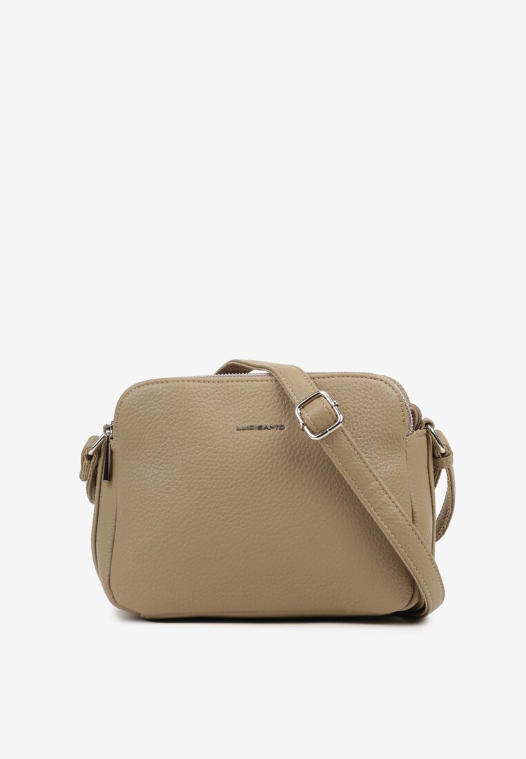 Geantă bej închisă tip poștaș cu decorație metalică Tanalenia