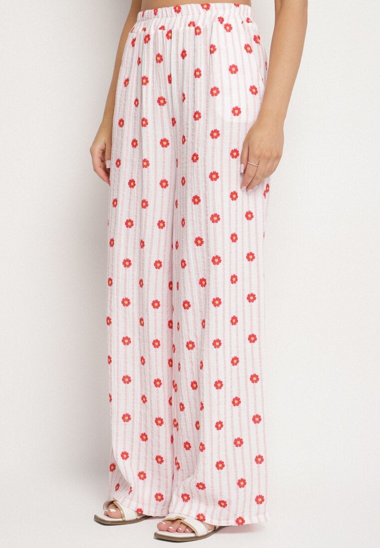 Pantaloni Roz din bumbac cu croială largă cu elastic în talie Ranoline