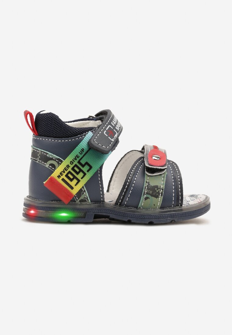 Sandale din piele Albastre cu lumini LED și Aplicații Decorative Raniselle