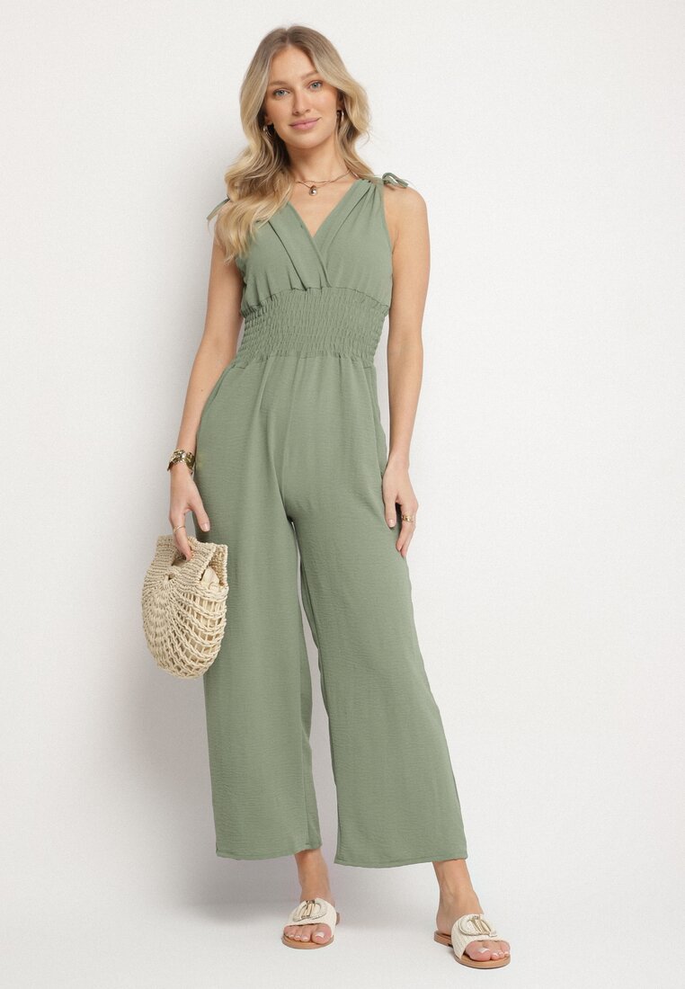 Salopetă tip plic Verde cu Bumbac și Pliuri Lunirisa