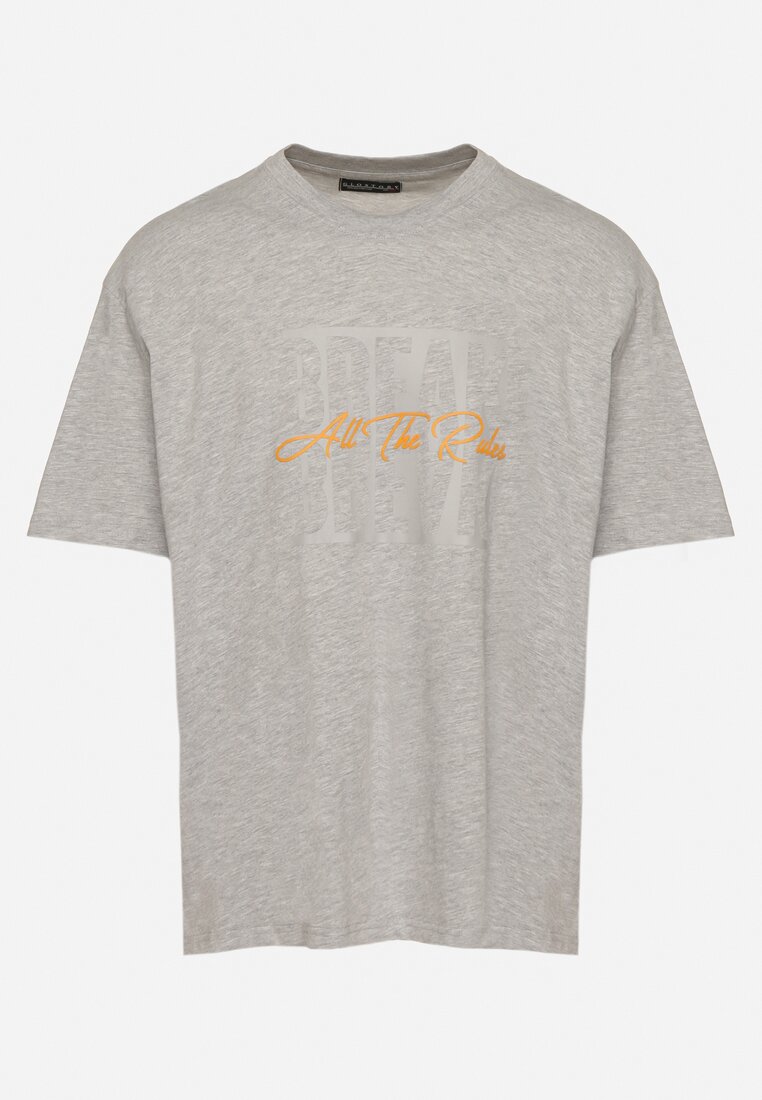 Tricou Gri deschis de Bumbac cu Imprimeuri Nolsedi