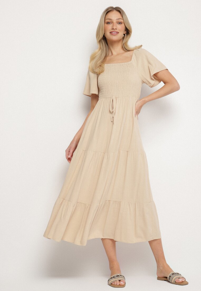 Rochie Bej cu Vâscoză In și Partea de sus elastică Ellisena