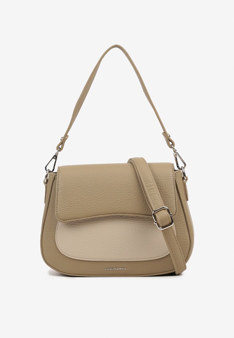 Geantă messenger bej închis cu curea și mâner Claravie