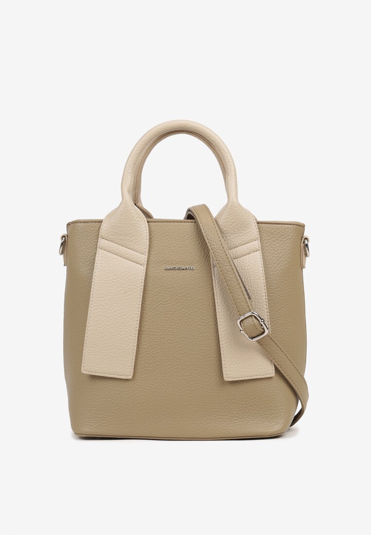 Geantă bej închis cu mânere decorative Meranelia