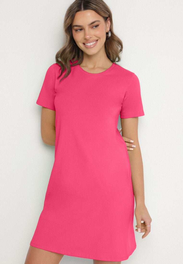 Rochie Roză Din bumbac cu croială tip tricou Nilisea