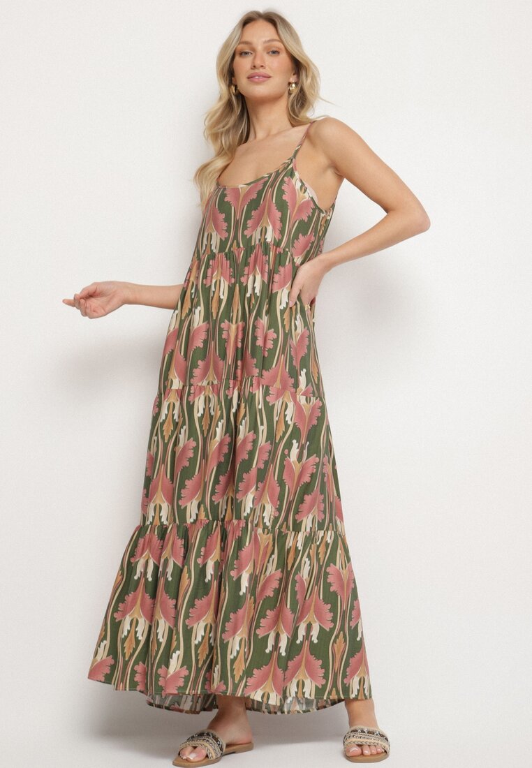 Rochie Verde cu roz