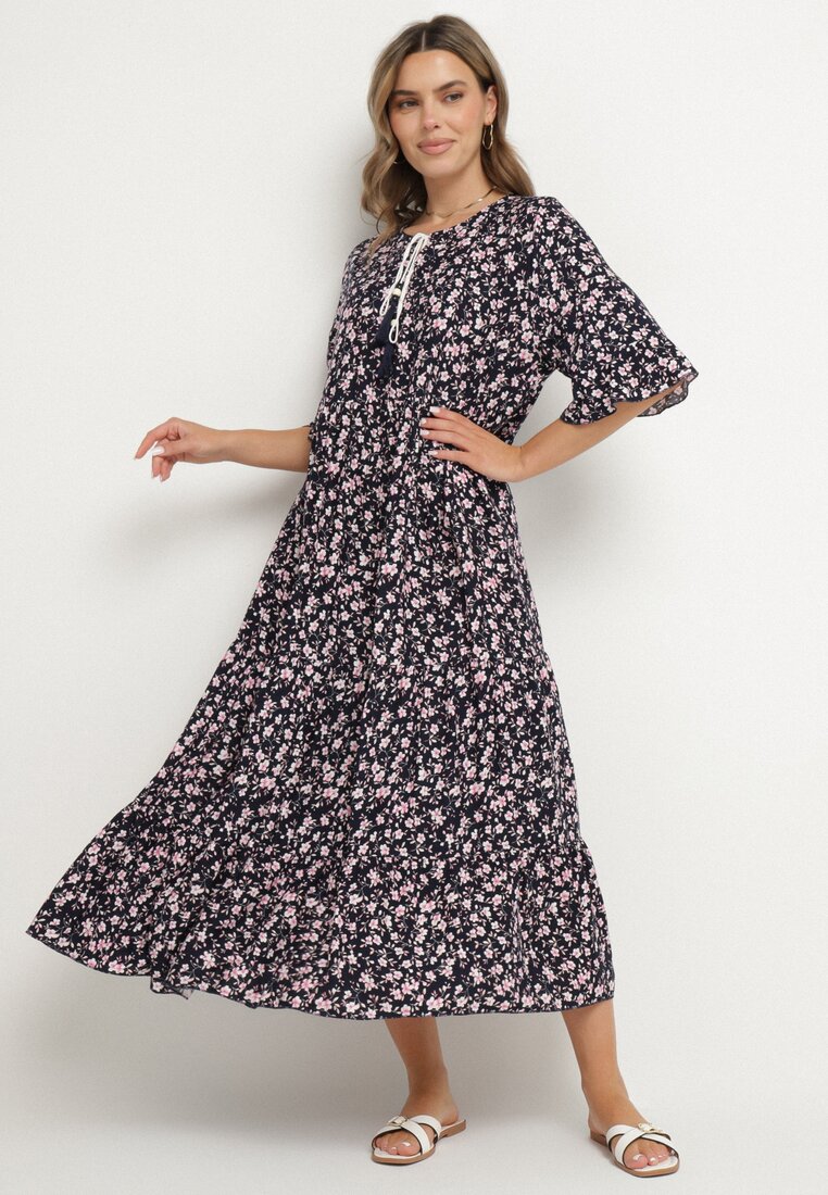 Rochie Bleumarin cu roz