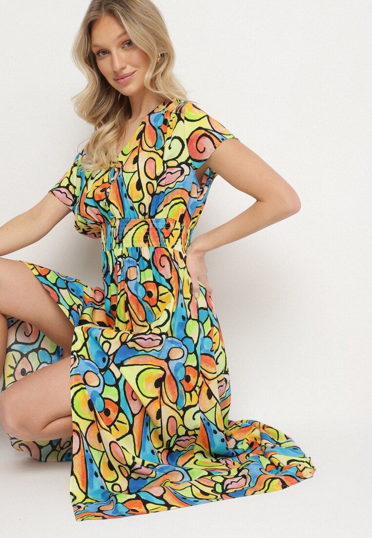 Rochie Galbenă de bumbac cu model abstract Emilisse