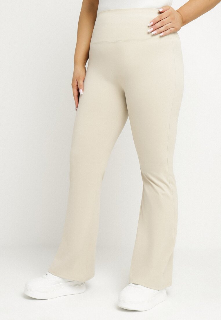 Pantaloni Bej Clopot Material Ellavine