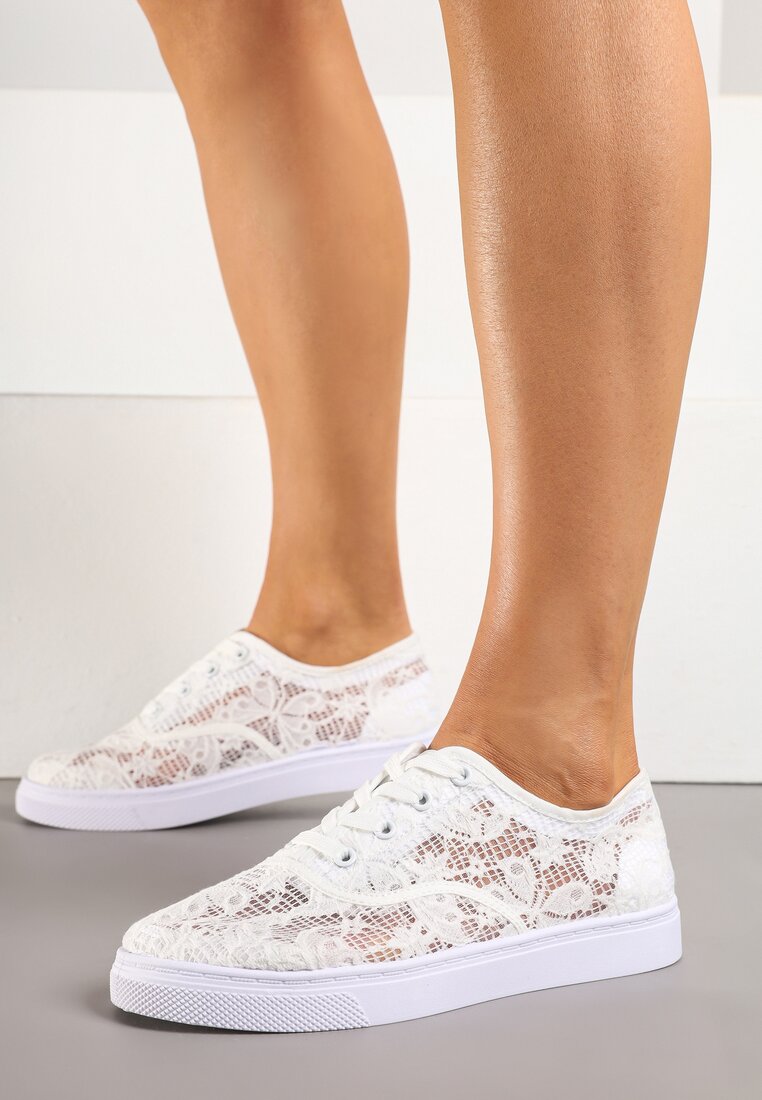 Tenisi Albi cu Față de Dantelă Orrelise