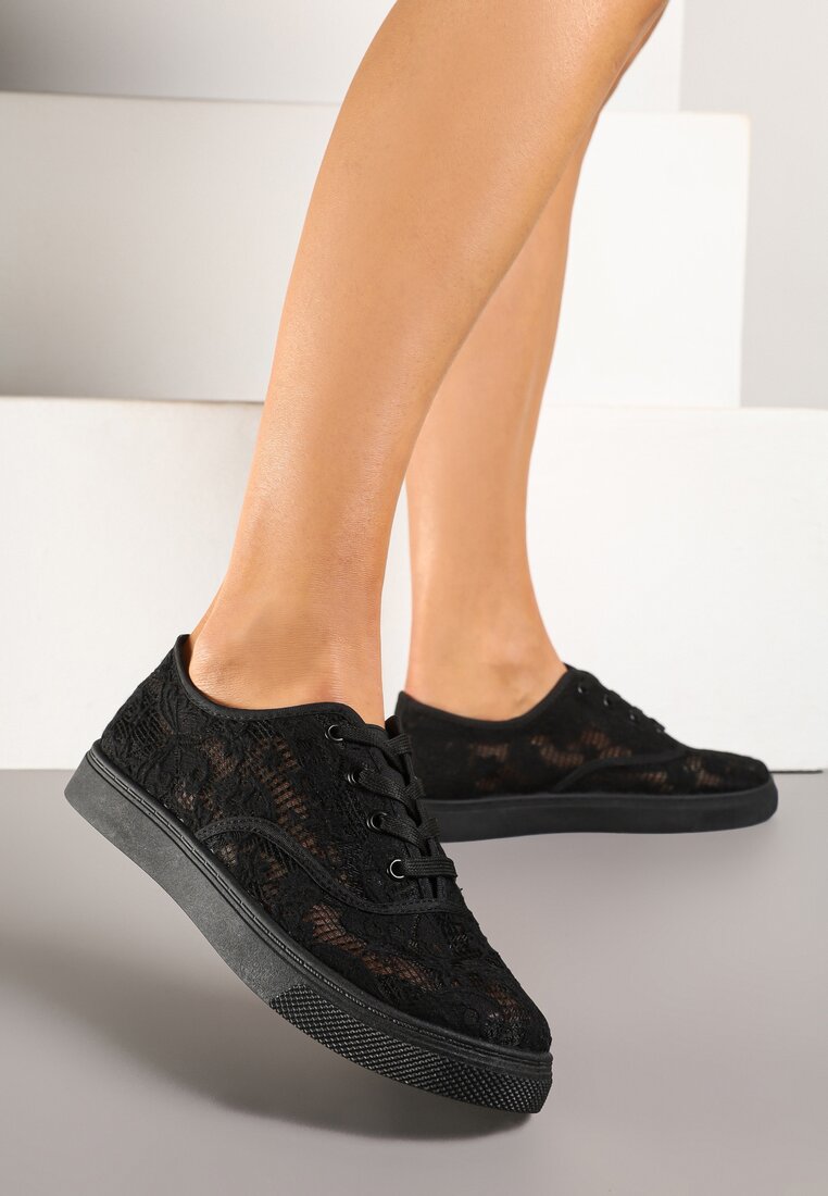 Tenisi Negri cu Carâmb de Dantelă Orrelise