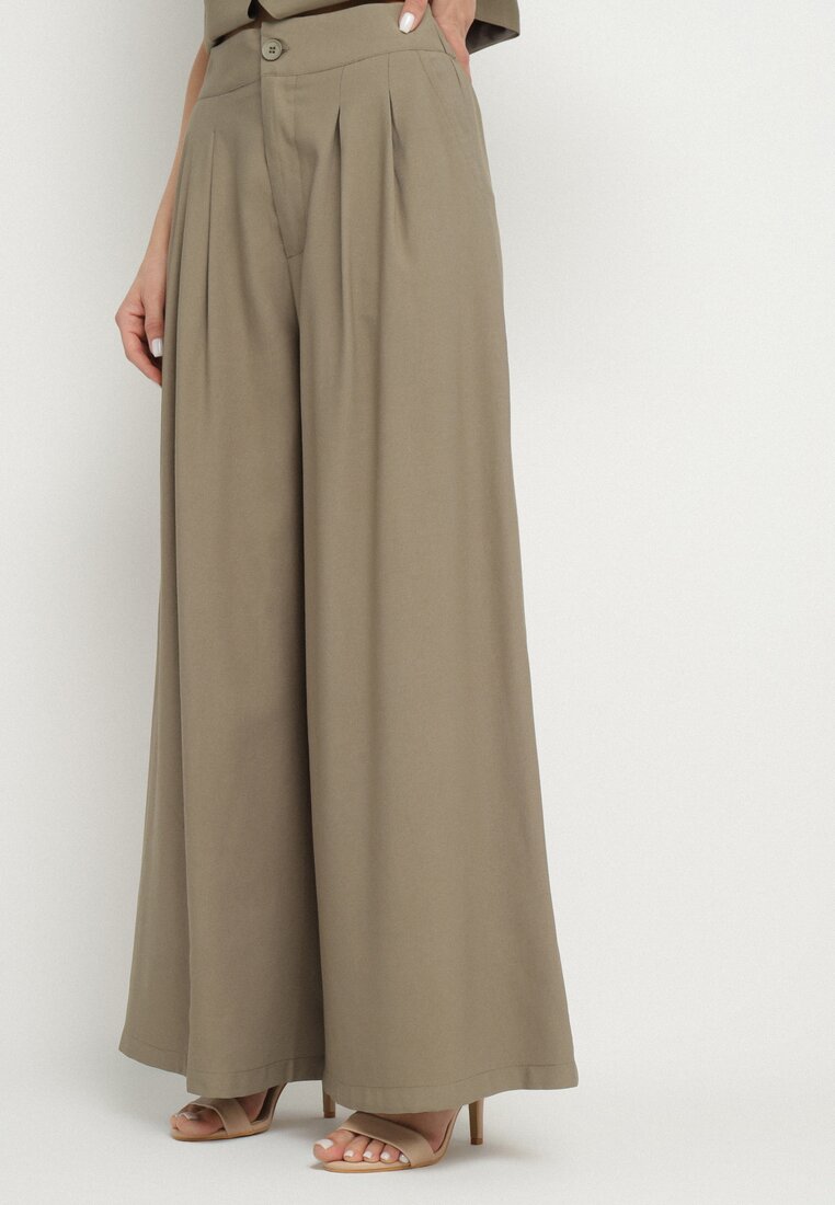 Pantaloni Verzi din Viscoză cu croială largă Mevorine