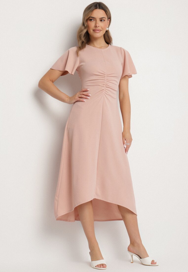 Rochie Roz Cloche Decorată Cu încrețituri Odallica