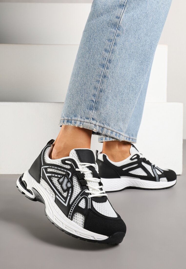 Sneakers Negri cu Model Geometric Froloti