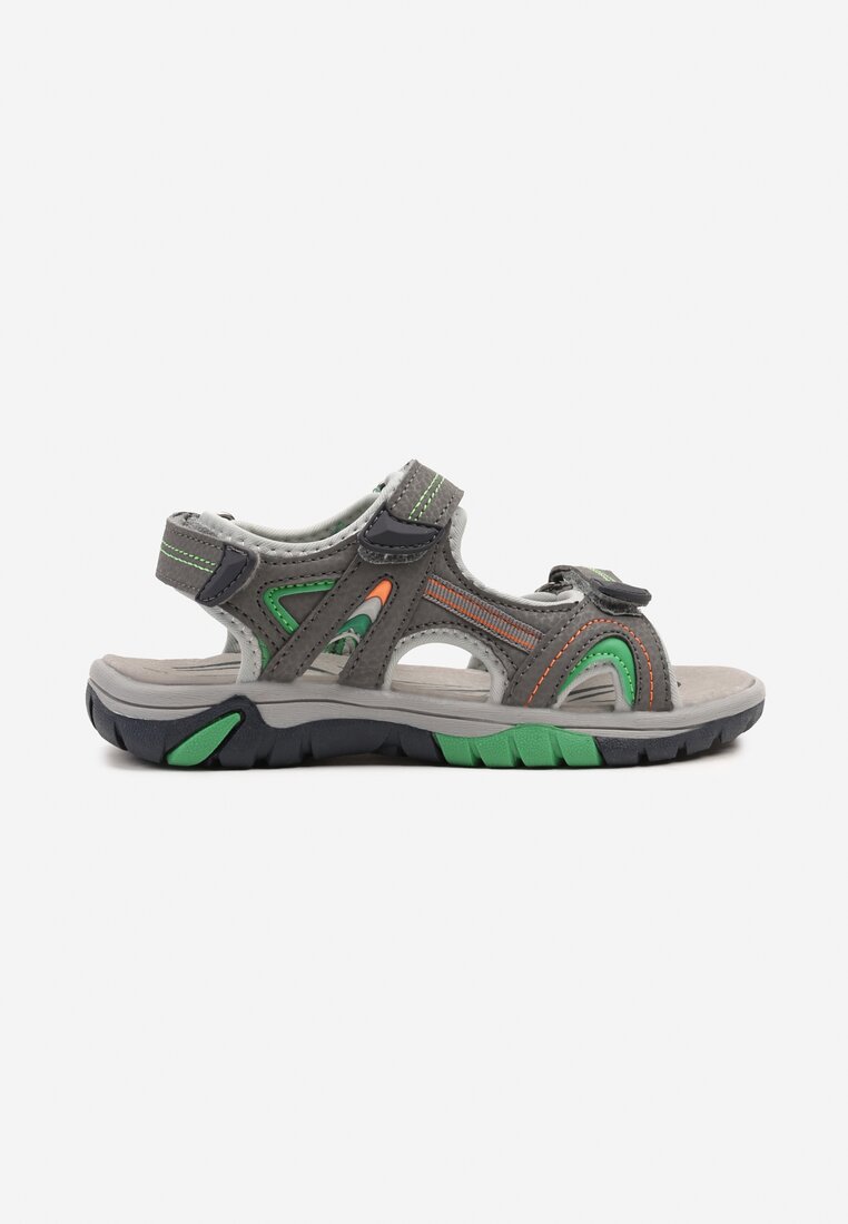 Sandale Gri-Portocalii Prinse cu Scai cu Brant de Piele Winalla