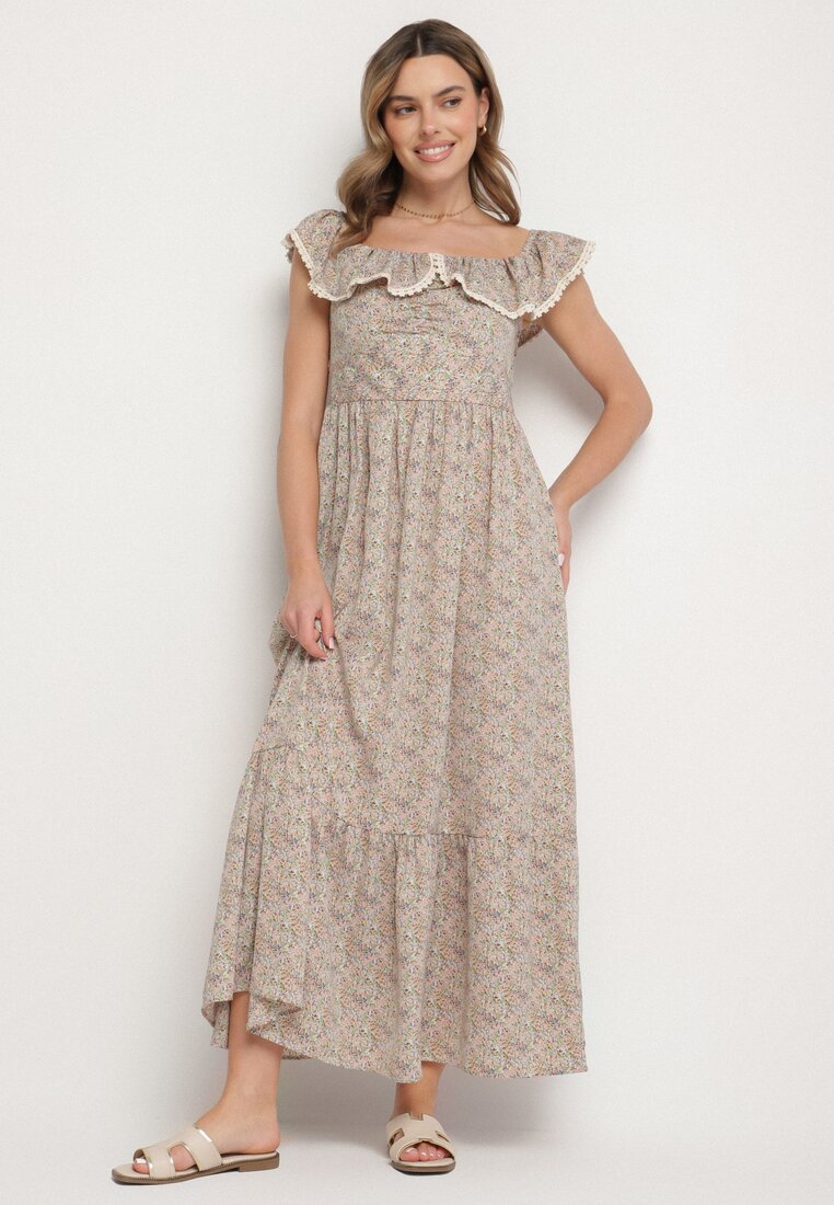 Rochie Verde Decorată Cu Volane Folirae