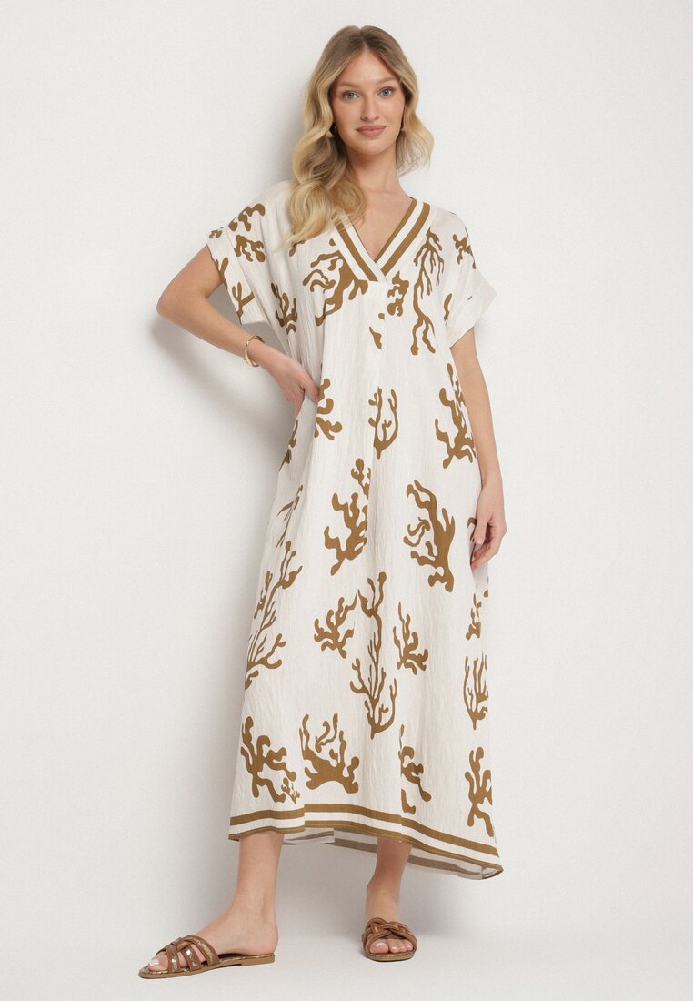 Rochie Maro-Bej cu In și Viscoză cu croi tip cutie Sadirene