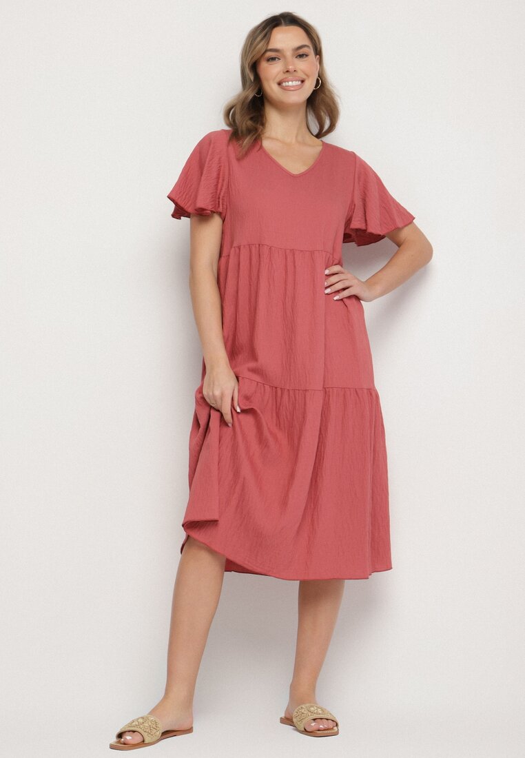 Rochie Roz închis Din viscoză Cloș cu decolteu în V Natilenia