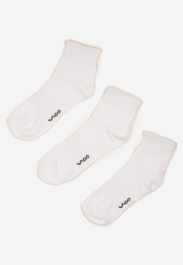 Șosete albe din bumbac la gleznă, Set de 3, Foliane