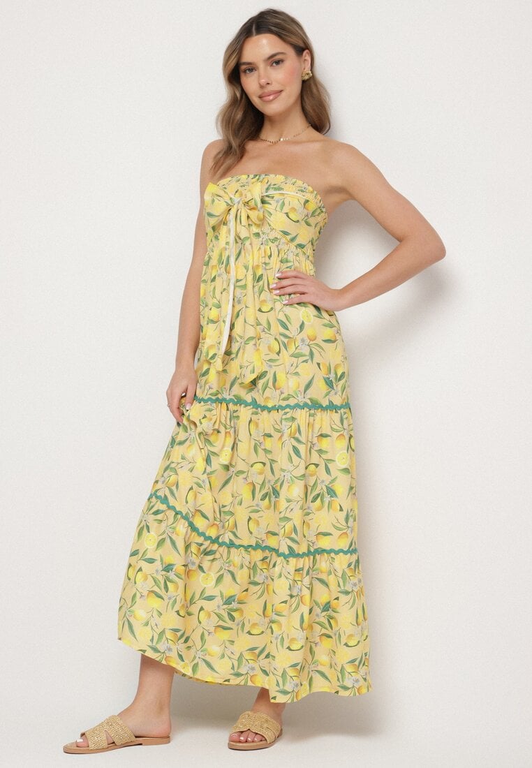 Rochie Galbenă cu Lămâi cu Fundă Galadessa