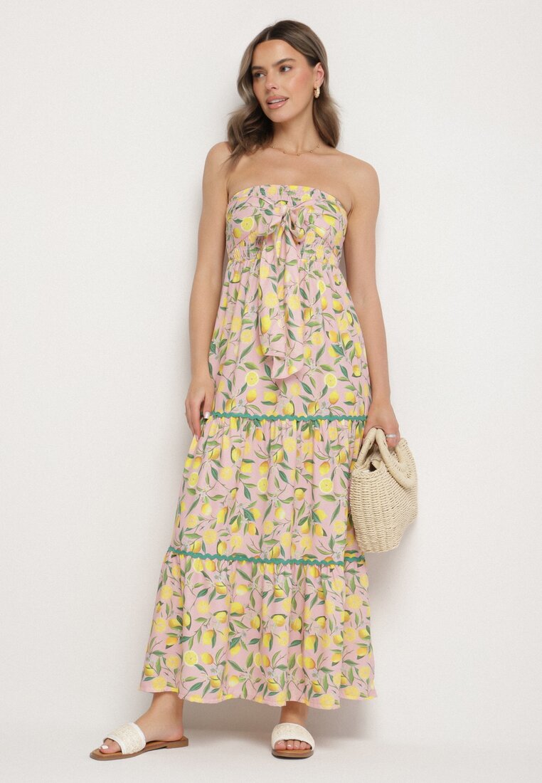 Rochie Roz cu Lămâi cu Fundă Galadessa