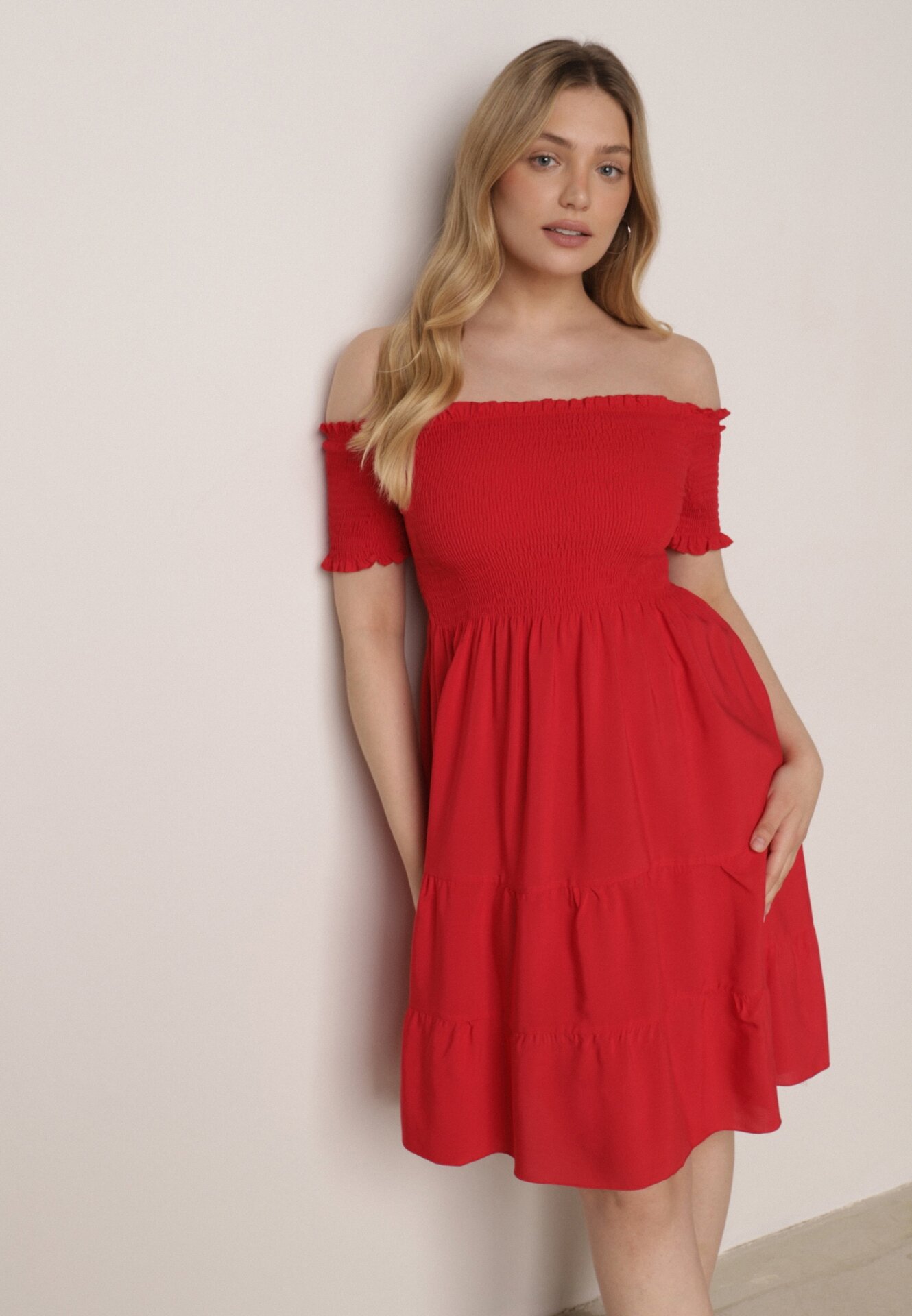 Rochie roșie din bumbac stil spaniol Tolowena